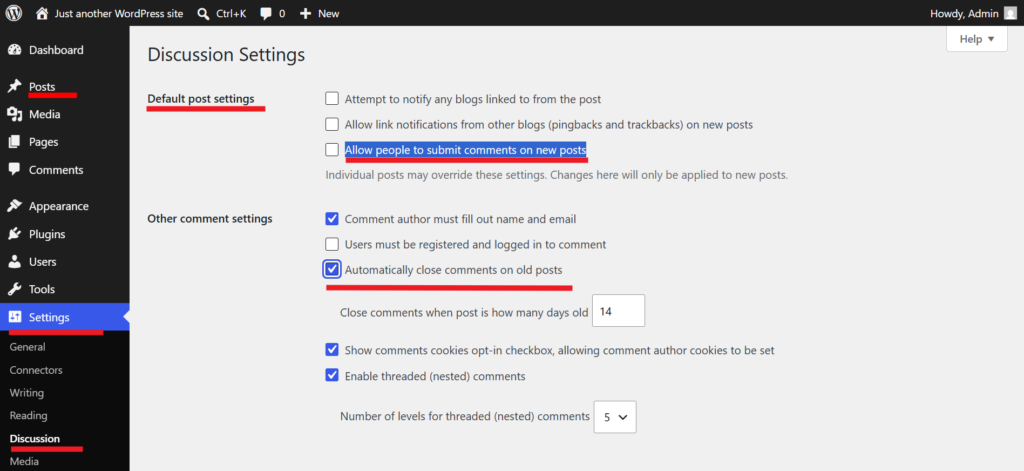 WordPress Discussion Settings