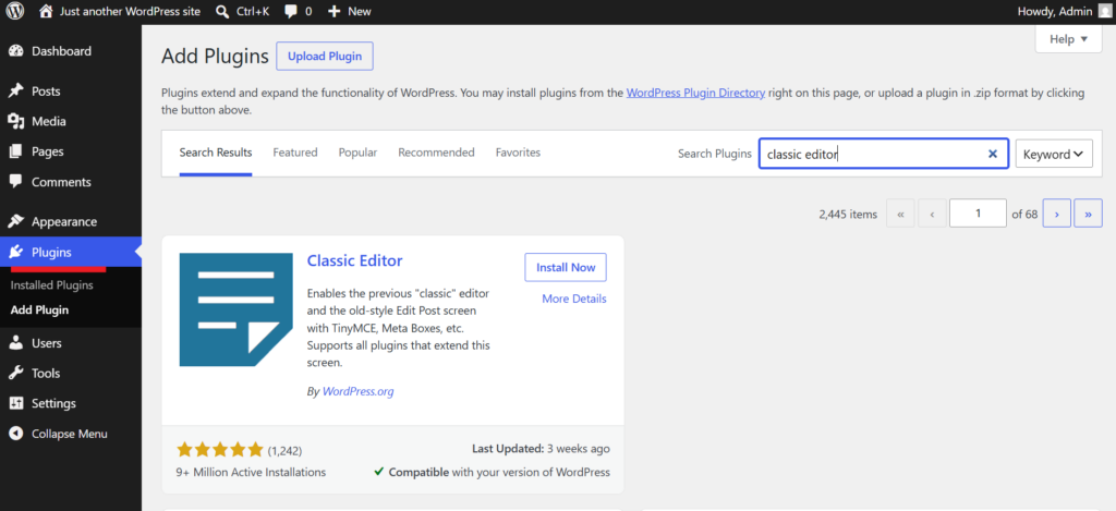 WordPress Add New Plugin