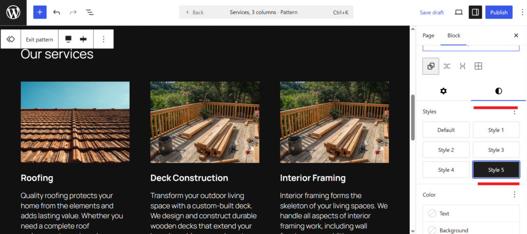 WordPress Change Pattern Style