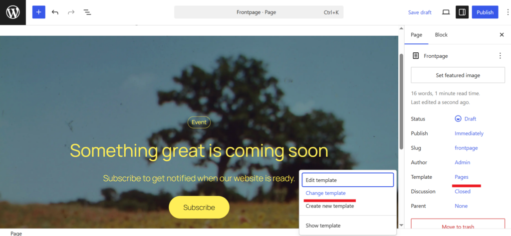 WordPress Change A Template
